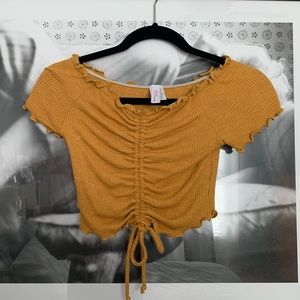 Love street off the shoulder yellow crop top